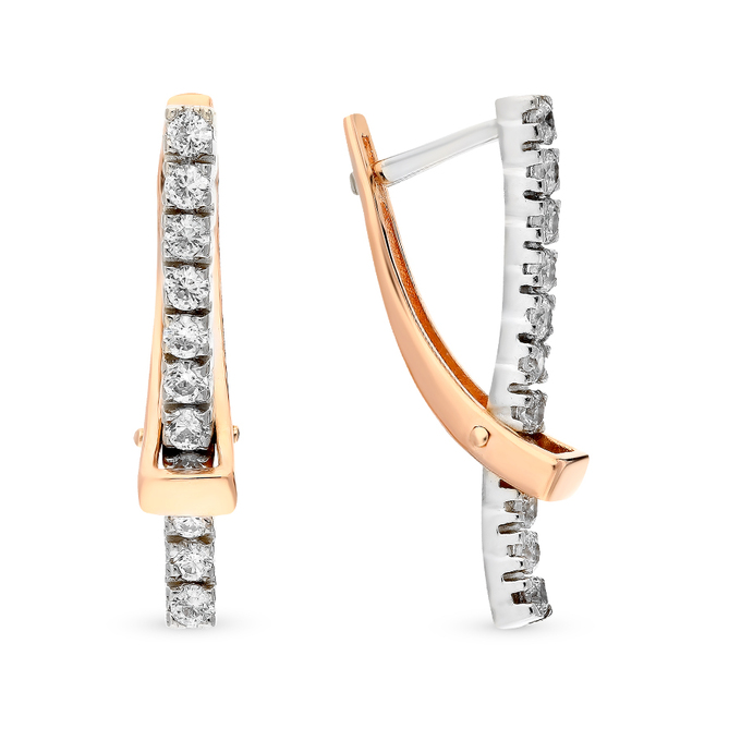 Серьги из золота 585 пробы c фианитами