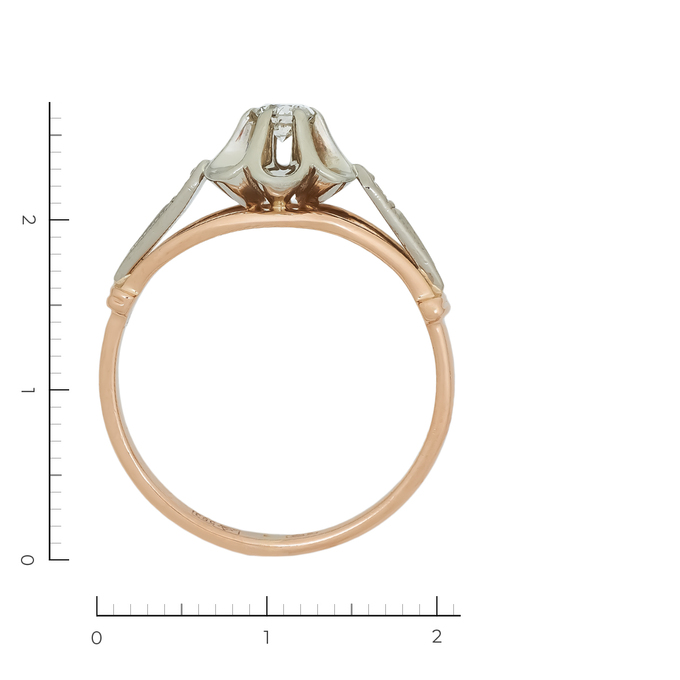 Кольцо из комбинированного золота 585 пробы c 1 бриллиантом, Л 4106 7309 за 35120