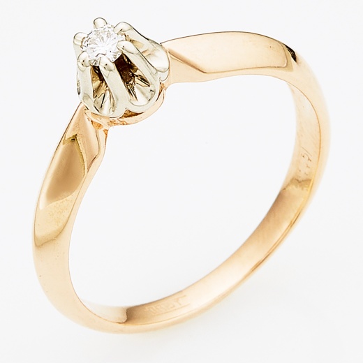 Кольцо из комбинированного золота 585 пробы c 1 бриллиантом Л35056908 фото 1