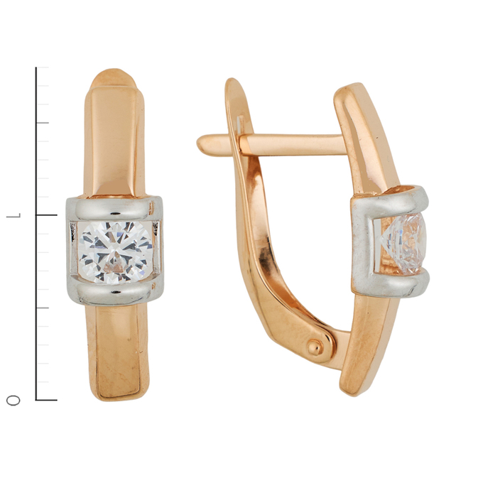 Серьги из красного золота 585 пробы c 2 фианитами