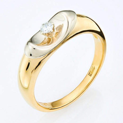 Кольцо из комбинированного золота 750 пробы c 1 бриллиантом Л35053425 фото 1