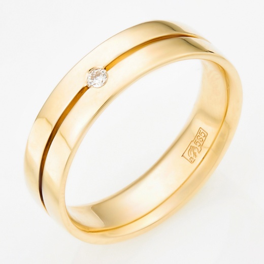 Кольцо из желтого золота 585 пробы c 1 бриллиантом Л43053794 фото 1
