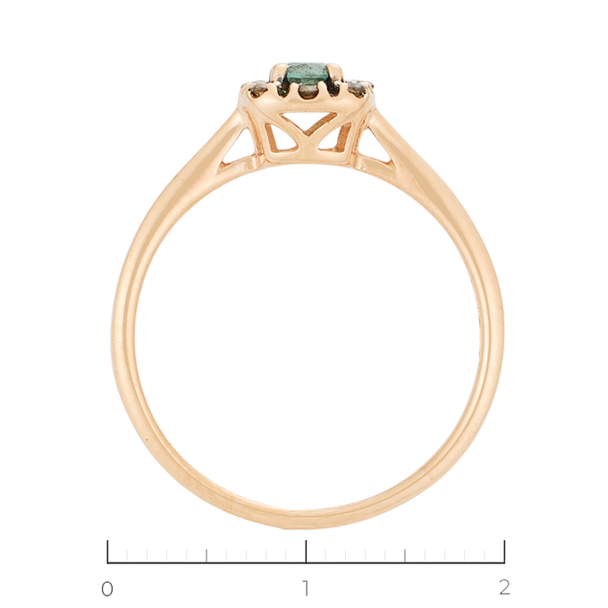 Кольцо из золота 585 пробы c 8 бриллиантами и 1 изумрудом, Л 2010 5085 за 12400