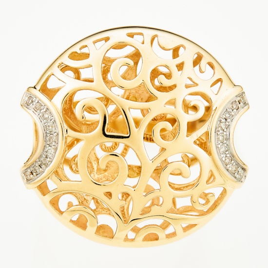 Кольцо из комбинированного золота 585 пробы c 18 бриллиантами, Л19067103 за 74700