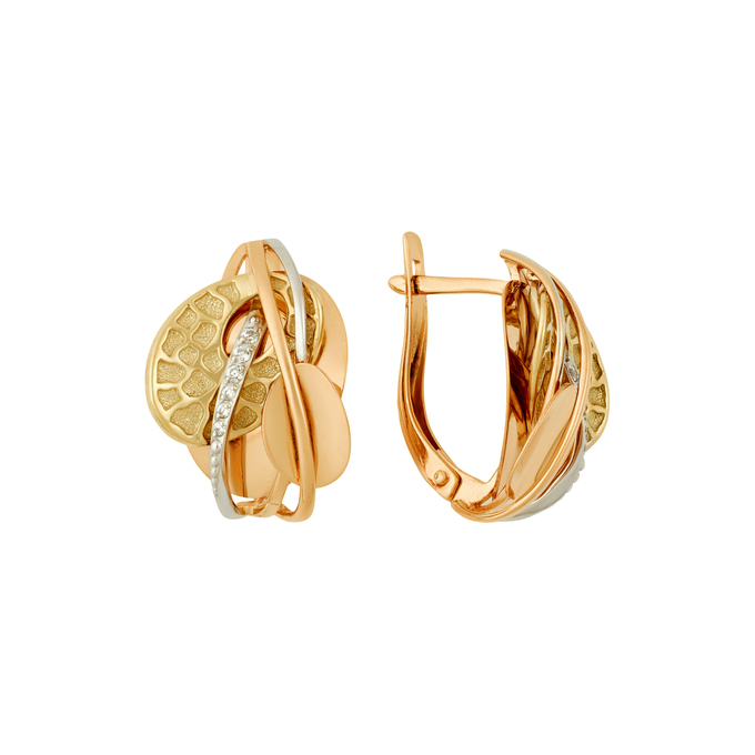 Серьги из золота 585 пробы c фианитами