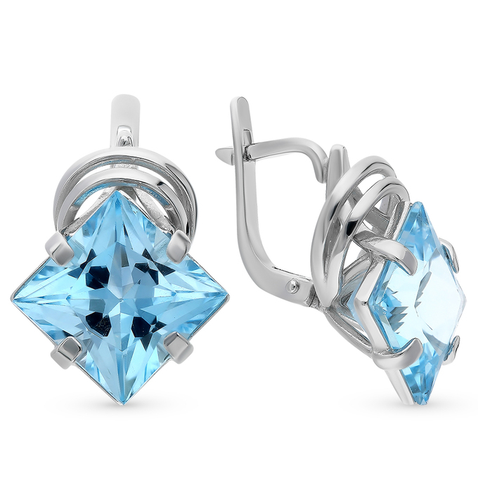 Серьги из белого золота 585 пробы c 2 топазами