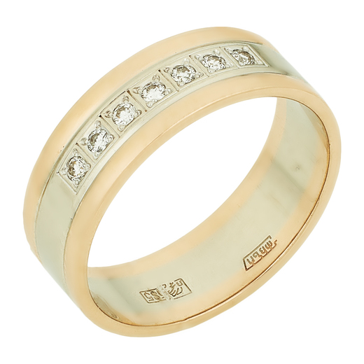Кольцо из комбинированного золота 585 пробы c 7 бриллиантами Л19109901 фото 1