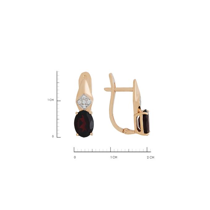 Серьги из золота 585 пробы c гранатами и фианитами, Л 7502 3475 за 25920