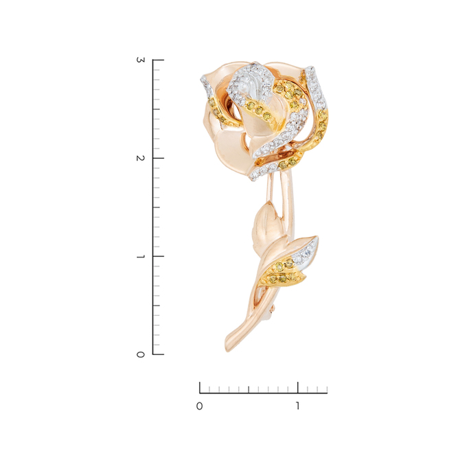 Брошь из золота 585 пробы c 48 бриллиантами, Л 4106 7755 за 39120