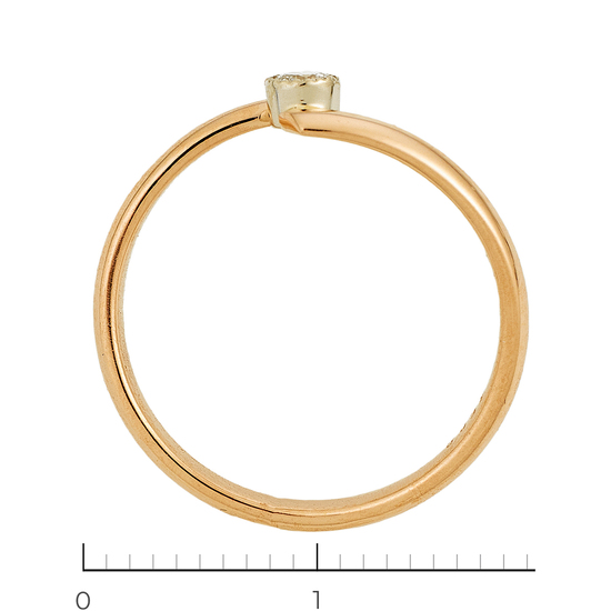 Кольцо из комбинированного золота 585 пробы c 1 бриллиантом, Л36060729 за 14250