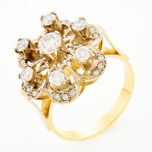 Кольцо из комбинированного золота 750 пробы c 25 бриллиантами Л28075112 фото 1