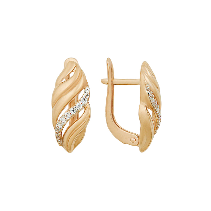 Серьги из золота 585 пробы c фианитами