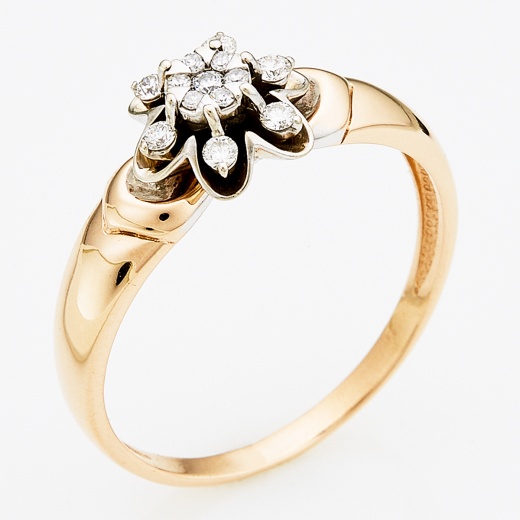 Кольцо из комбинированного золота 585 пробы c 13 бриллиантами Л41051816 фото 1