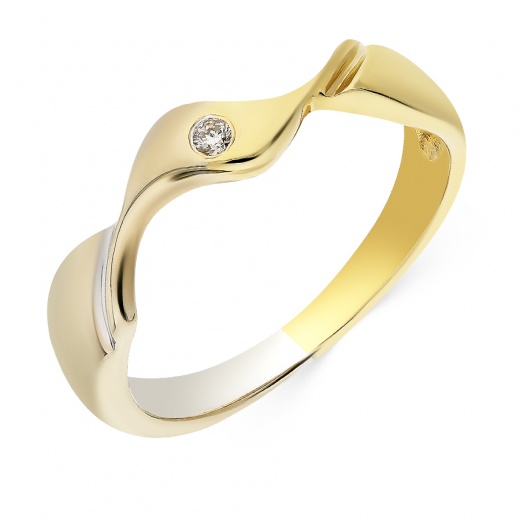 Кольцо из комбинированного золота 585 пробы c 1 бриллиантом 021052 фото 1