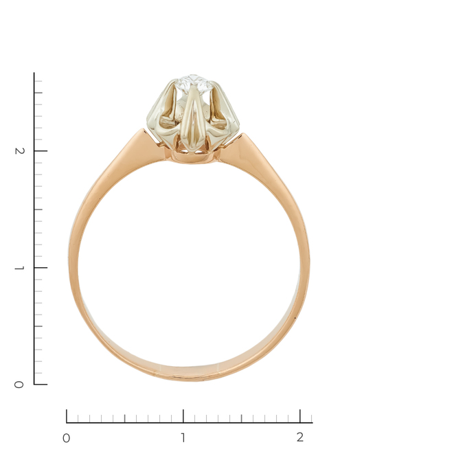 Кольцо из комбинированного золота 585 пробы c 1 бриллиантом, Л 2411 9314 за 47340