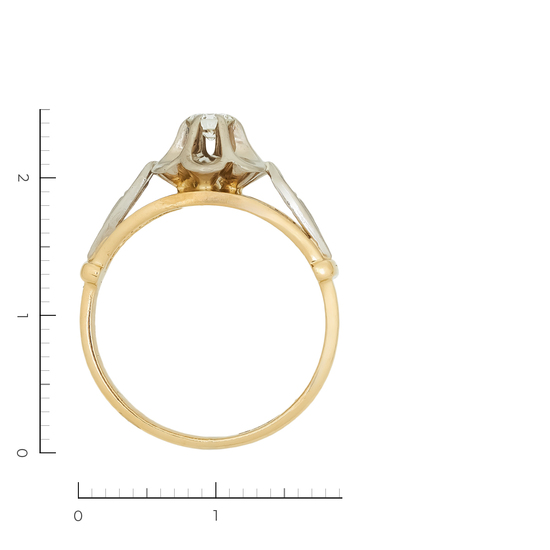 Кольцо из комбинированного золота 750 пробы c 1 бриллиантом, Л52068613 за 43500