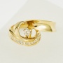 Кольцо из желтого золота 500 пробы c 1 бриллиантом и 15 упр. огр. бриллиантами 129816 фото 2