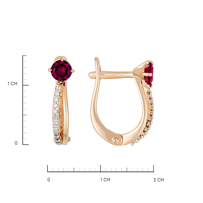 Серьги из золота 585 пробы c 22 бриллиантами и 2 корундами