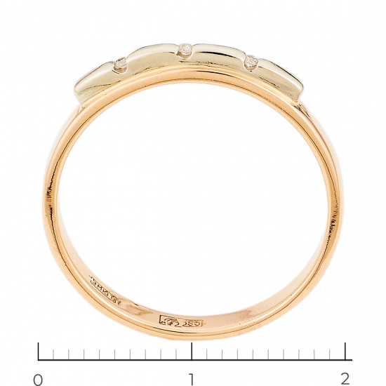 Кольцо из комбинированного золота 585 пробы c 3 бриллиантами, Л28084039 за 14100