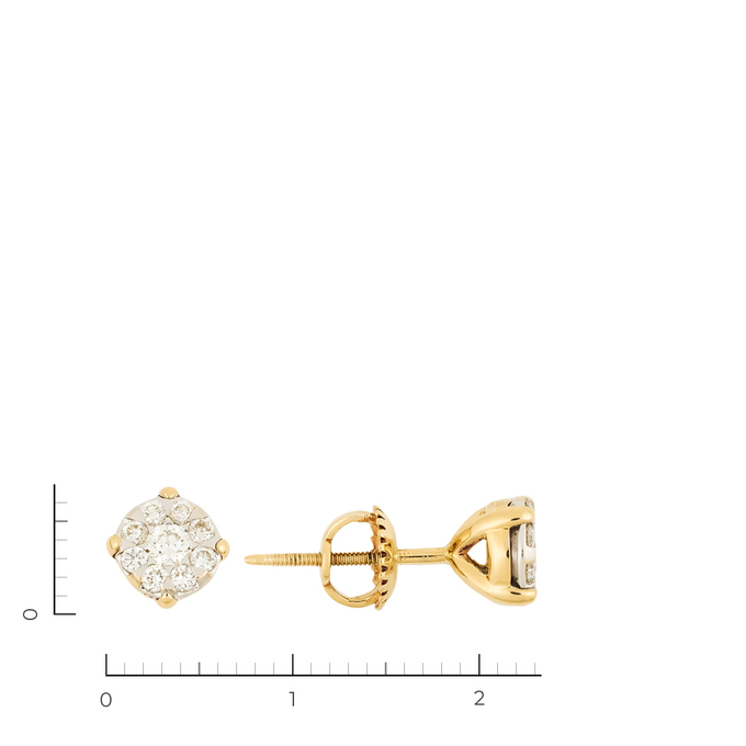 Серьги из золота 585 пробы c 18 бриллиантами, К 0000 1477 за 43000