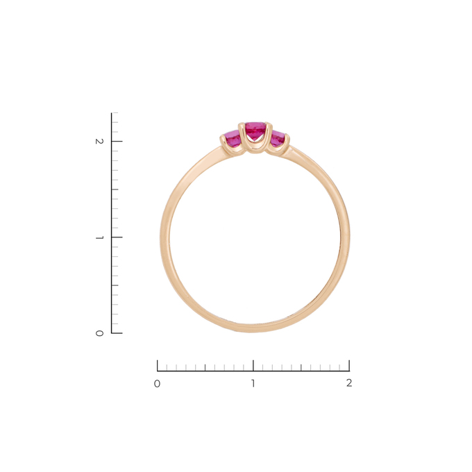 Кольцо из красного золота 585 пробы c 3 корундами, Л 4709 4484 за 8330
