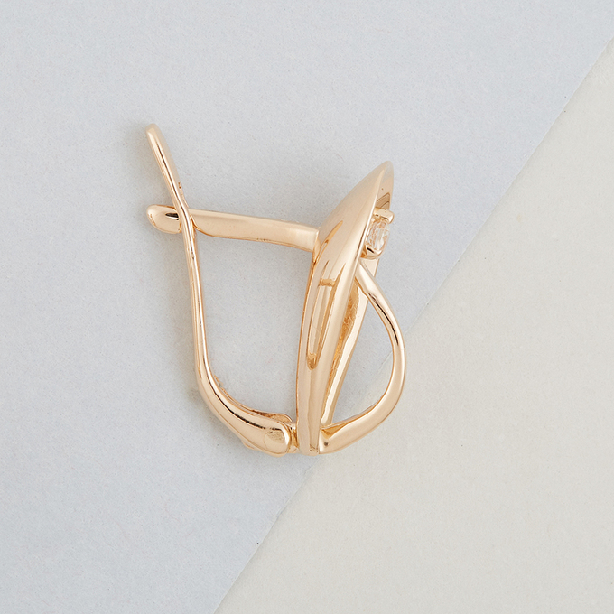Серьги из красного золота 585 пробы c фианитами