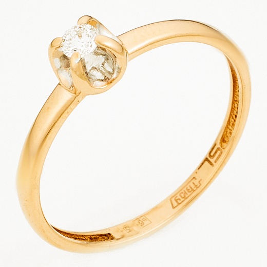Кольцо из комбинированного золота 585 пробы c 1 бриллиантом Л06139947 фото 1