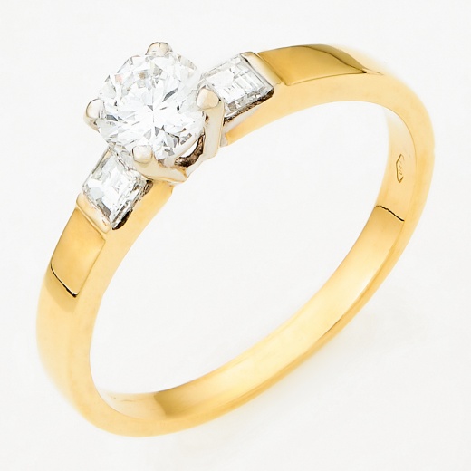 Кольцо из комбинированного золота 750 пробы c 3 бриллиантами Л23097451 фото 1