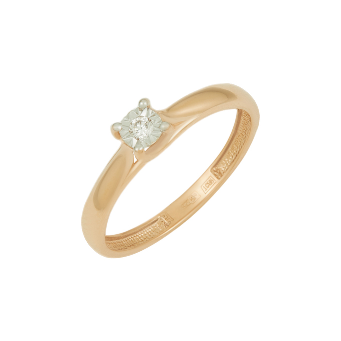 Кольцо из золота 585 пробы c бриллиантом