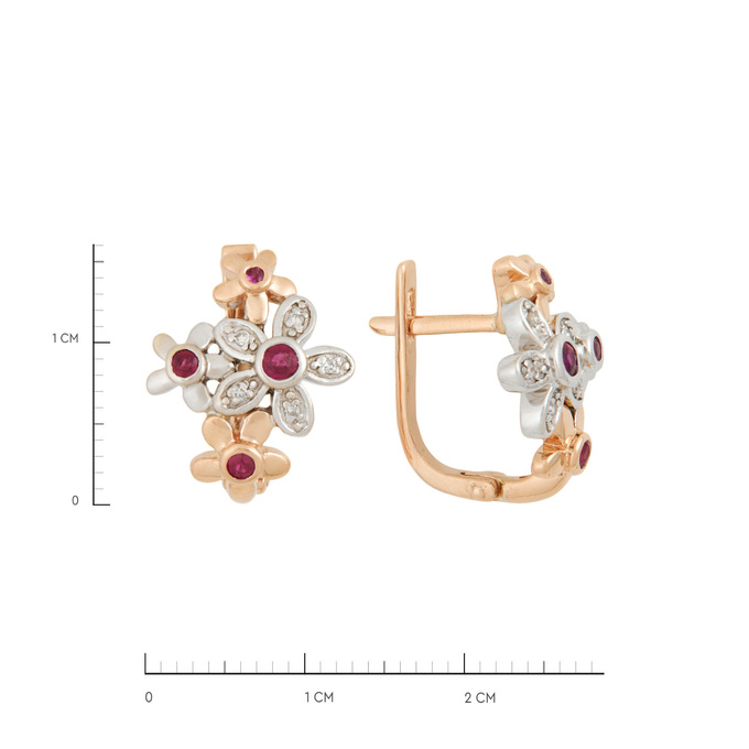 Серьги из золота 585 пробы с рубинами и бриллиантами, Ц О007 3446 за 60000