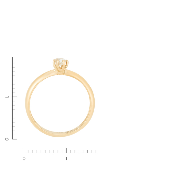 Кольцо из желтого золота 585 пробы c 1 бриллиантом, Л16146201 за 12540