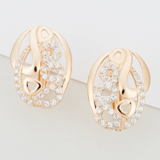 Серьги из золота 585 пробы c фианитами