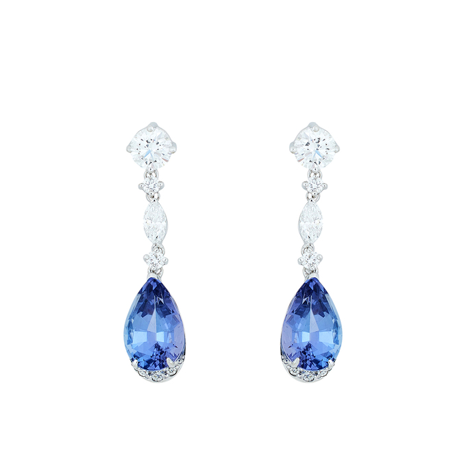 Серьги из золота 750 пробы c Танзанит и Бриллиант, Л 2810 7627 за 519000