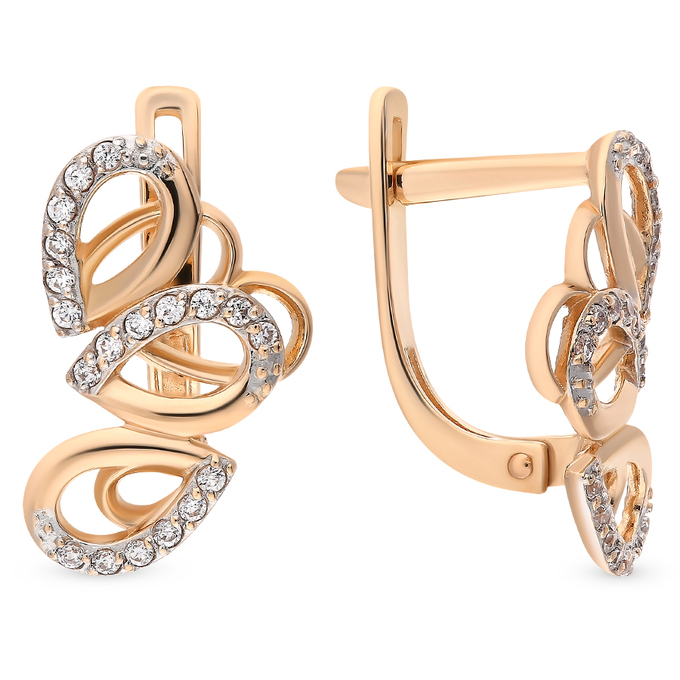 Серьги из золота 585 пробы c фианитами