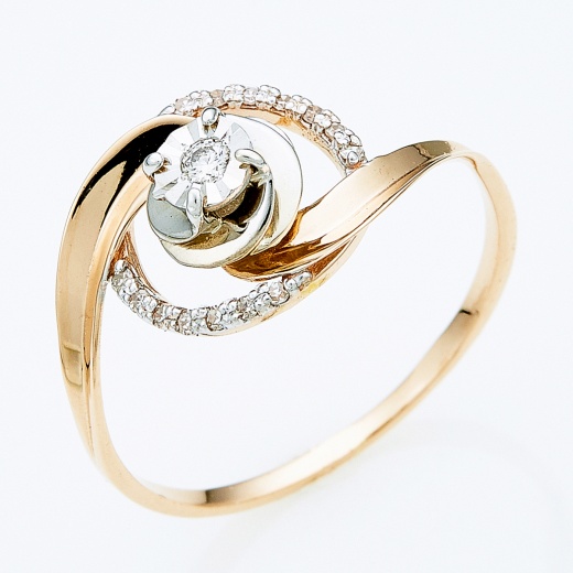 Кольцо из комбинированного золота 585 пробы c 15 бриллиантами Л39092510 фото 1
