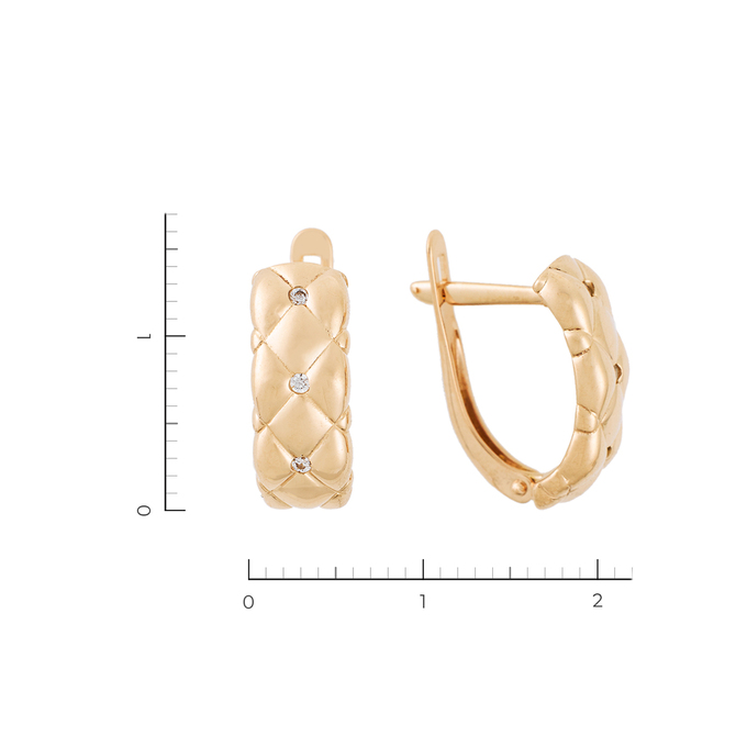 Серьги из красного золота 585 пробы c 6 фианитами