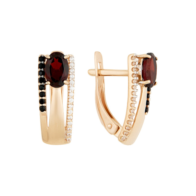 Серьги из золота 585 пробы с гранатами и фианитами, Л 2812 3950 за 31200