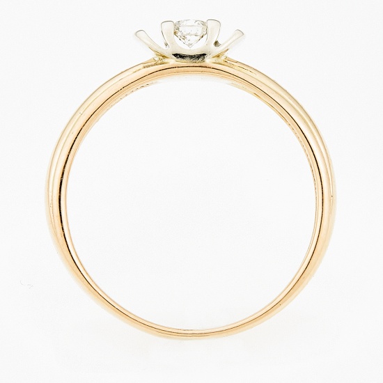 Кольцо из комбинированного золота 585 пробы c 1 бриллиантом, Л22111033 за 12250