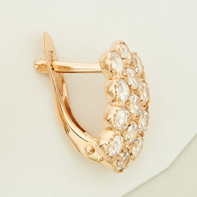 Серьги из красного золота 585 пробы c фианитами