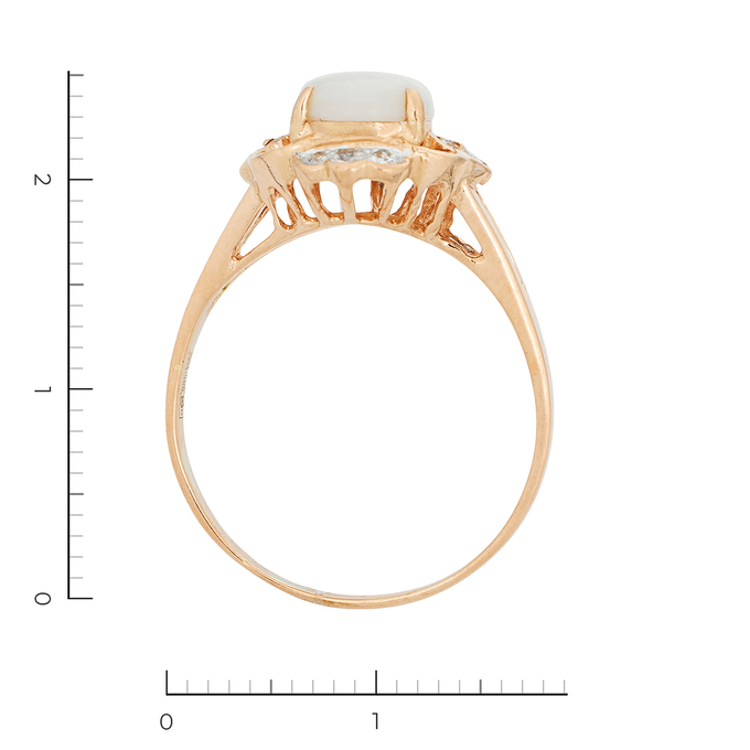 Кольцо из золота 585 пробы c 1 опалом и 12 бриллиантами, Л 3606 2630 за 29520