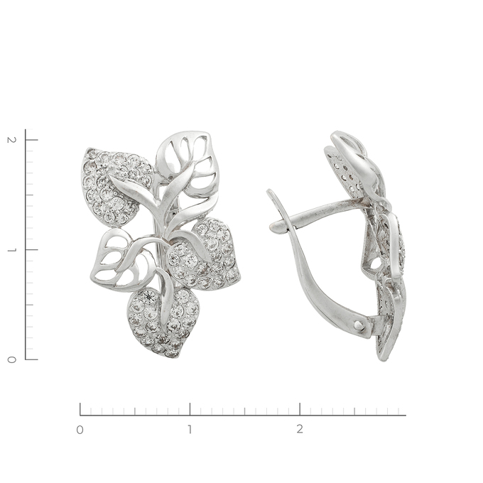 Серьги из белого золота 585 пробы c фианитами