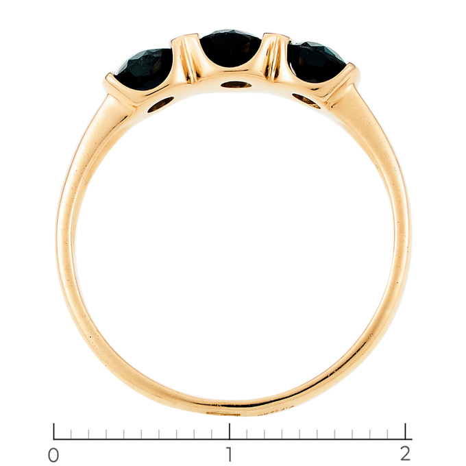 Кольцо из красного золота 585 пробы c 3 сапфирами