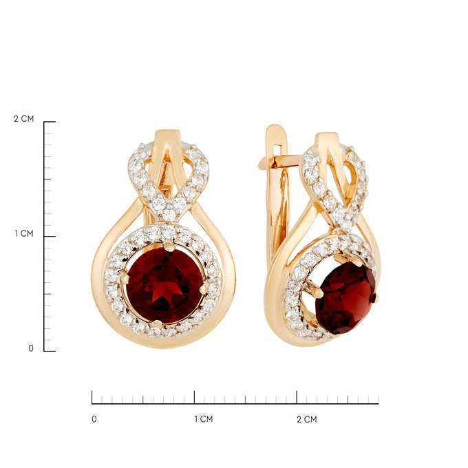 Серьги из золота 585 пробы с гранатами и фианитами, Ц О007 3881 за 59200