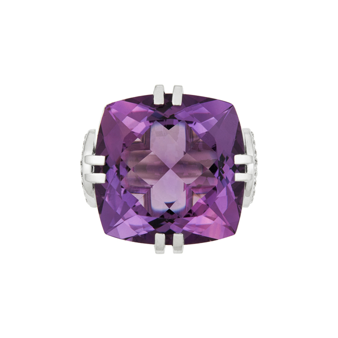 Кольцо из золота 585 пробы c аметистом и бриллиантами, Л 2811 7094 за 140000