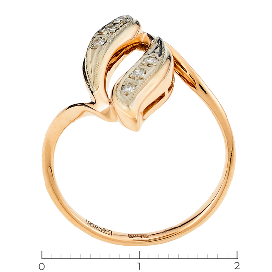 Кольцо из комбинированного золота 585 пробы c 6 бриллиантами, Л39075030 за 20340
