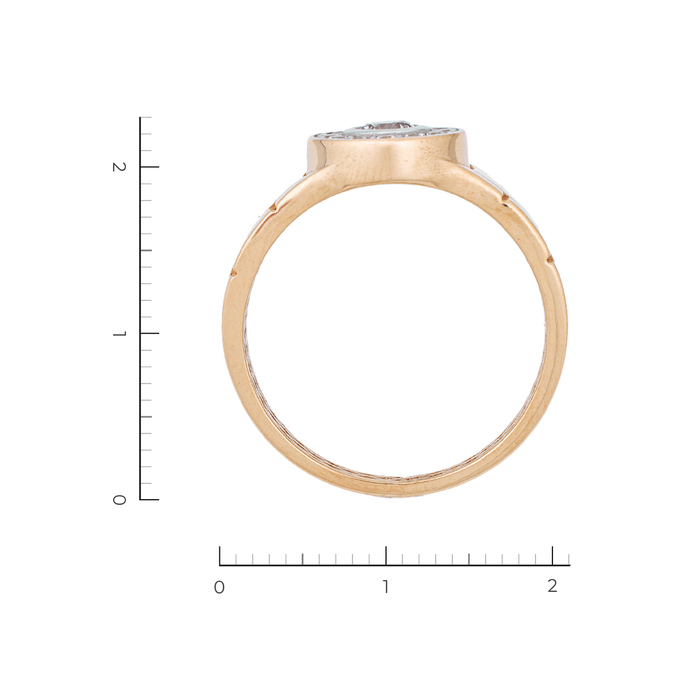 Кольцо из комбинированного золота 585 пробы c 13 фианитами