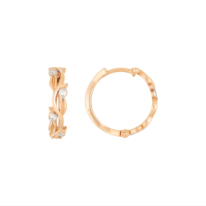 Серьги из золота 585 пробы c 8 фианитами