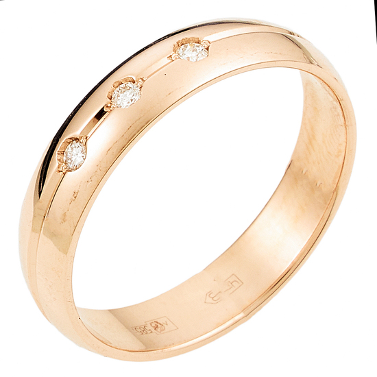 Кольцо из красного золота 585 пробы c 3 бриллиантами, Л43057960 за 13740