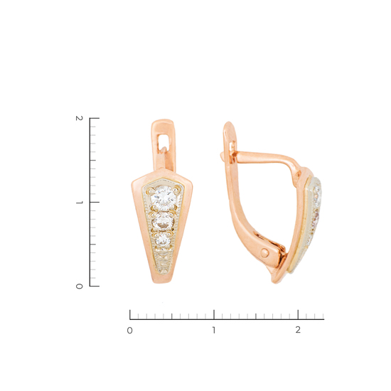 Серьги из комбинированного золота 585 пробы c 6 бриллиантами, Л06156917 за 40720