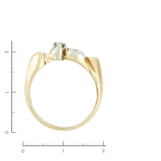 Кольцо из комбинированного золота 585 пробы c 2 бриллиантами, Л29123326 за 24300